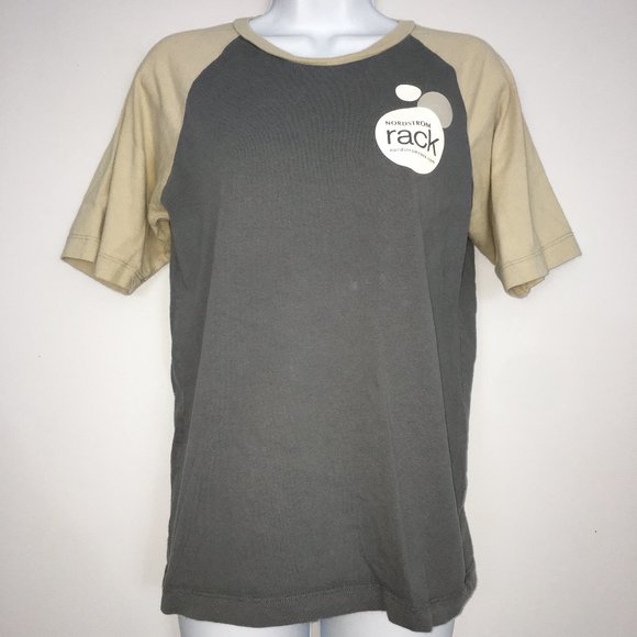 Nordstrom Tops - Nordstrom Rack Women S Tan Gray Raglan Short Sleeve 100% Cotton Pullover T-Shirt